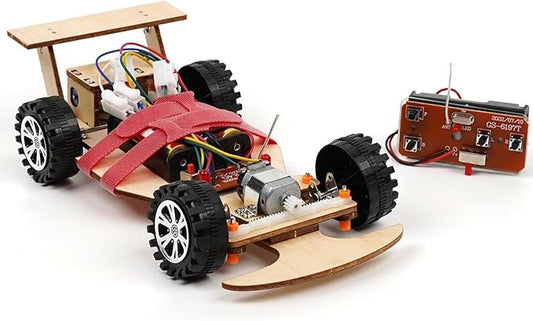 Wooden Wireless Remote Control F1 Racing Car Science Kit to Build (Red), STEM Project for Kids Aged 9 10 11 12 13, Science Building Kit Gift for Boys and Girls