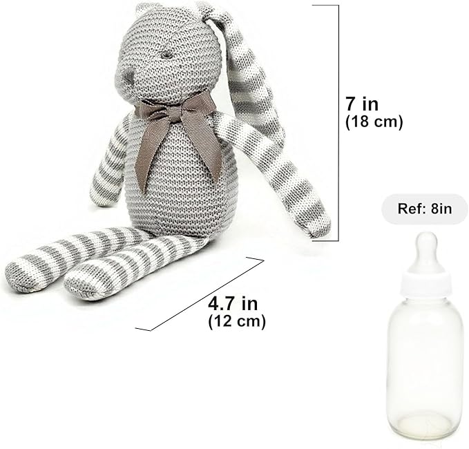 Organic Baby Toys Grey Bunny Rabbit Stuffed Animal 7.1"