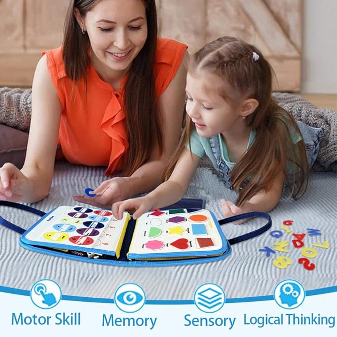 Busy Board for 1+ Year Old Sensory Toys for Toddlers 1-3 Montessori Learning Busy Book for Boys Girls Preschool Toys Gift (Dinosaur)