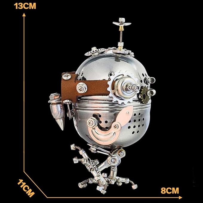 3D Metal Puzzle Kits - 110+PCS DIY Mechanical Steampunk Owl Egg Assembly Model, Creative Desktop Ornament for Adults & Teens