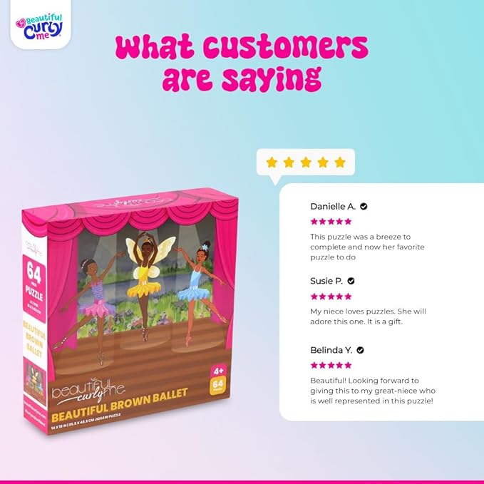 Beautiful Brown Ballet 64 Piece STEAM Jigsaw Puzzles for Kids (Ages 4–12) Educational Dance & Arts Puzzle - Diverse Ballerina Theme, Gift for Preschool & School Age Children - 19x14 Inches