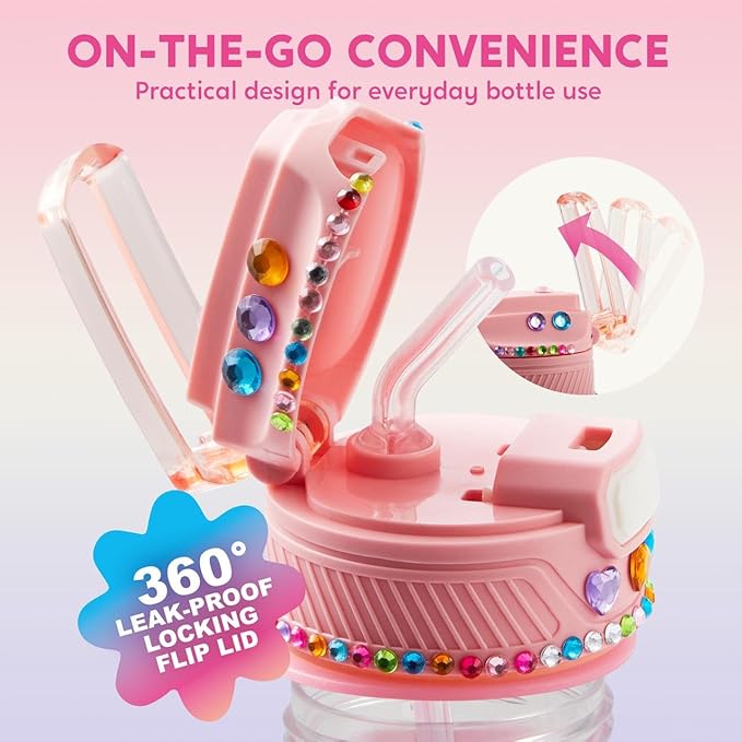 Klever Kits Decorate Your Own Water Bottle Kits for Girls Age 6+, Unicorn DIY Gem Diamond Painting Crafts, Girl Birthday Gift Arts and Crafts Fun Arts for Girls Birthday Christmas