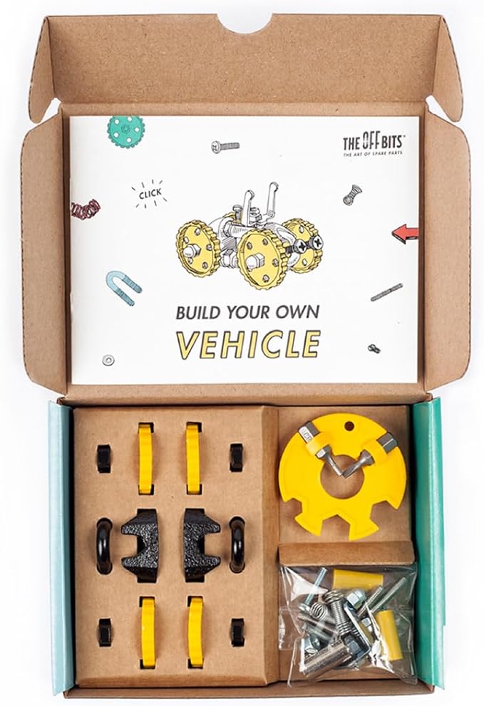 The Off Bits Building Toy - Yellow Vehicle Kit BlazeBit - Building & Construction Toy Tool Set for Kids Including Guide Book - Build-it-Yourself, Gift Ideas for Kids Boys & Girls