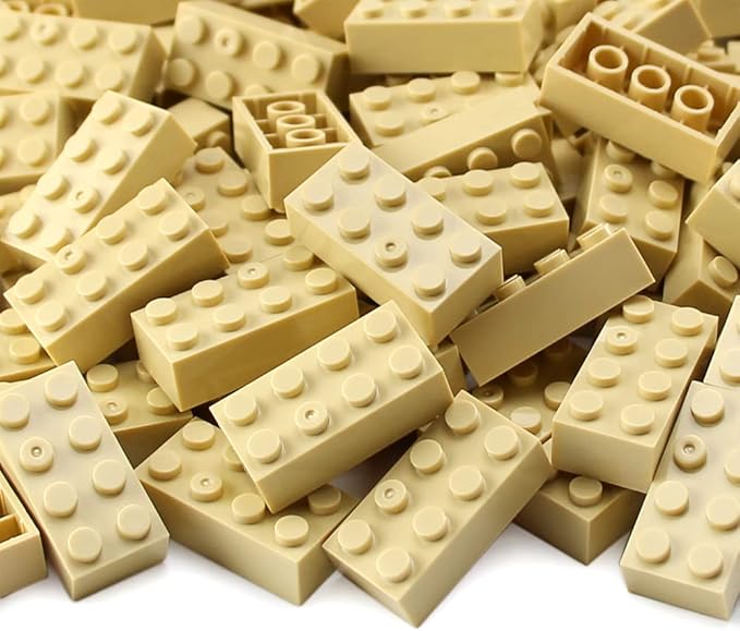 Feleph 2x4 Bricks Tan 320 Pieces Parts Khaki Classic Building kit Creative Play Set Basic Blocks Toy Accessories Compatible with 3001 Major Brands (Tan)