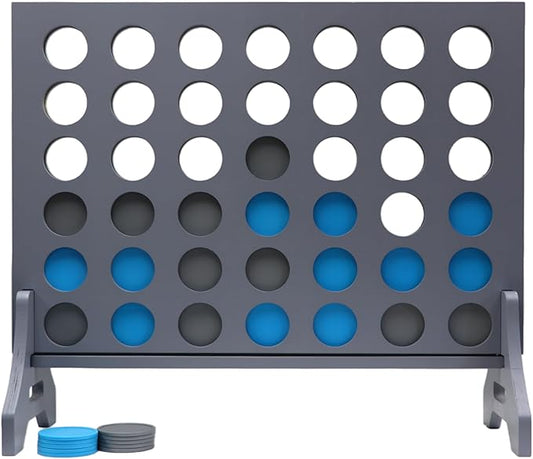 Tailgating Pros Premium Grey Giant Four in a Row with Carrying Case - Jumbo Oversized Outdoor Yard Game - Connect Multiple Pucks in a Row to Win - Many Puck Colors Available!