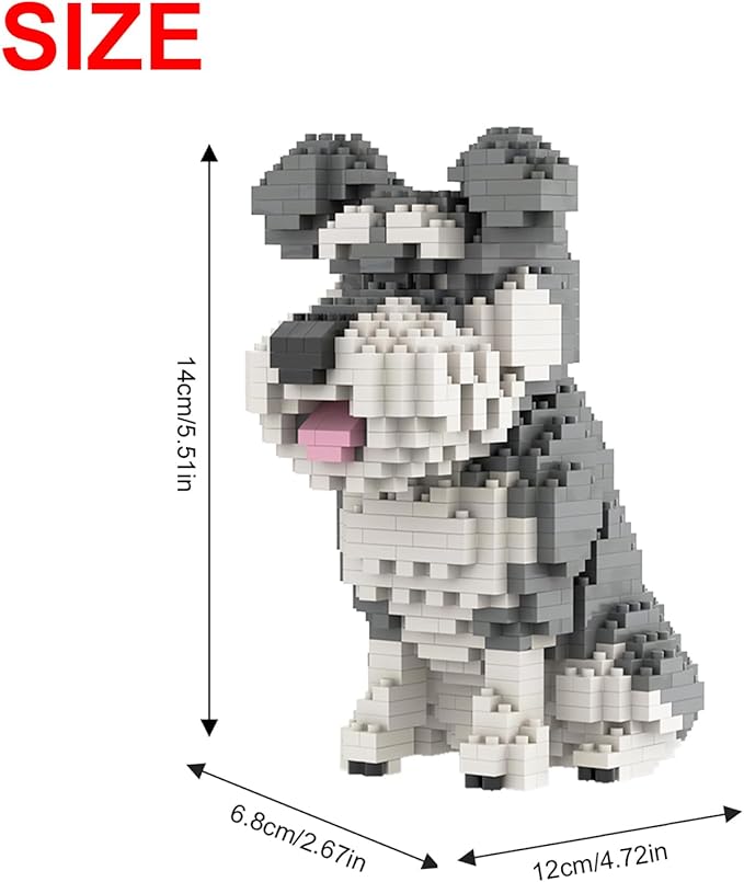 Larcele Mini Building Blocks Animal Set, DIY Micro 3D Building Toy Bricks,934 Pieces KLJM-05(Schnauzer)