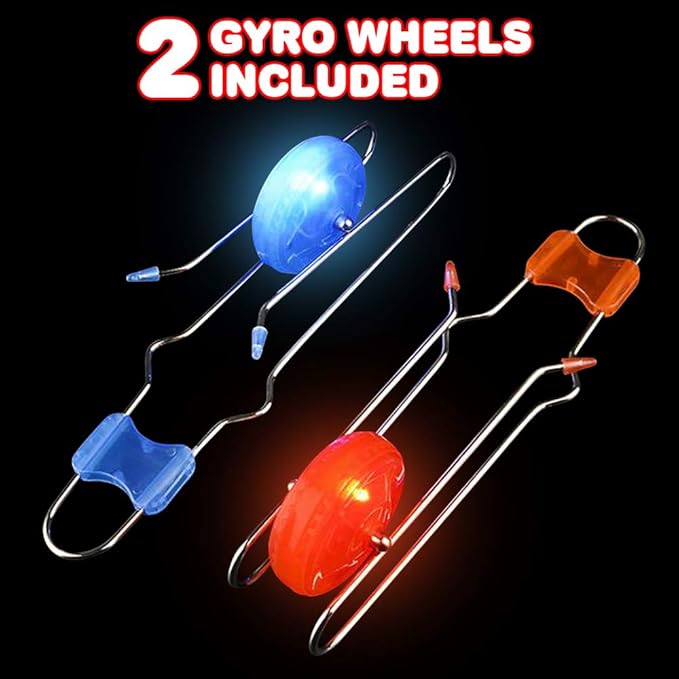 ArtCreativity Retro Light Up Gyro Wheels Toy- 2, 8.5 Inch Gyroscope Rail Twisters, Easter Basket Stuffers for Kids Classic Vintage Nostalgia Yoyo Sensory Fidget Toys, Gift for Boys & Girls 3+