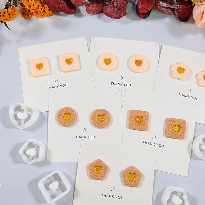 Heart Center Polymer Clay Cutters – 5 Shapes Clay Earring Cutters Set for DIY Jewelry – Polymer Clay Tools for Earrings & Crafts – Cute Clay Cutter Set for Valentine & Gift Projects
