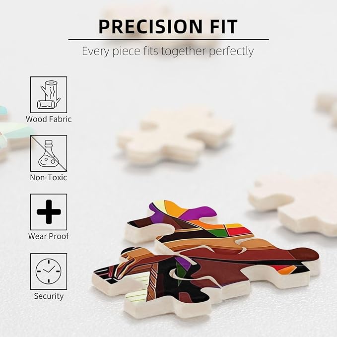 African Women Black Girl Jigsaw Puzzles 500 Pieces for Adults, African American Puzzles for Adults (Piano,Girl,Female) Pieces Musical Performance Frameable Magic Puzzle Art（Brown）