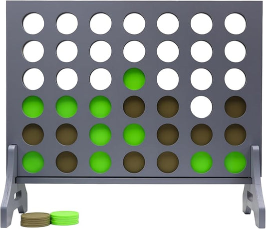 Tailgating Pros Premium Grey Giant Four in a Row with Carrying Case - Jumbo Oversized Outdoor Yard Game - Connect Multiple Pucks in a Row to Win - Many Puck Colors Available!