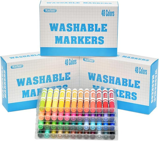 Washable Markers Bulk, Markers for Kids, Bulk Pack, 48 Colors, 3 Boxes, 144 Count