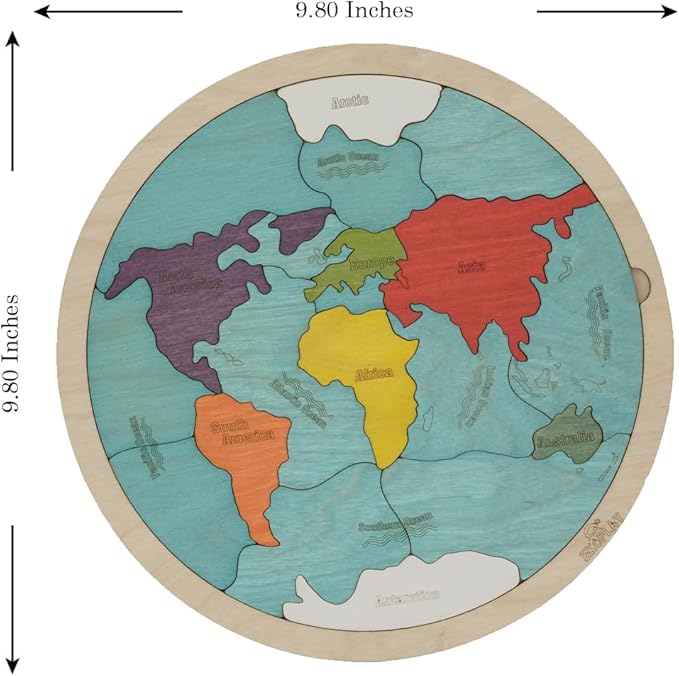 7 Continents & 5 Oceans of The Earth Wooden Jigsaw Puzzle for Kids | 21 Puzzle Pieces | Learning & Educational Toy Gift for Boys & Girls Ages 3 Years and Above