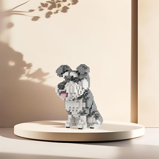 Larcele Mini Building Blocks Animal Set, DIY Micro 3D Building Toy Bricks,934 Pieces KLJM-05(Schnauzer)