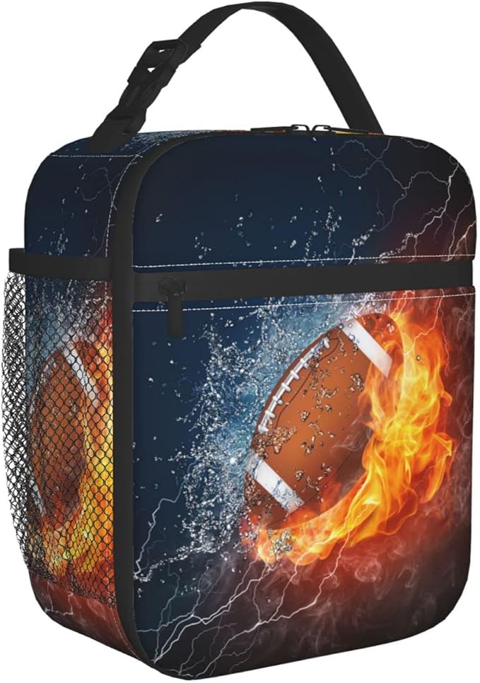 Ice Fire Football Reusable Lunch Box Insulated LunchBox Cooler Lunch Bag