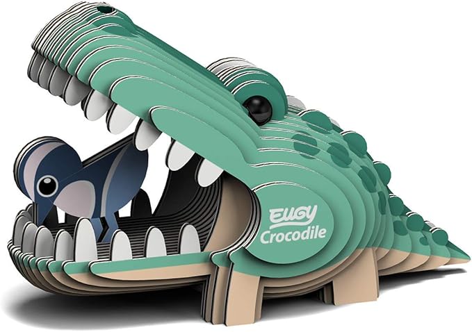 Eugy Crocodile 3D Puzzle - 22 Piece Eco-Friendly Educational Toy Puzzle for Boys, Girls & Kids Ages 6+
