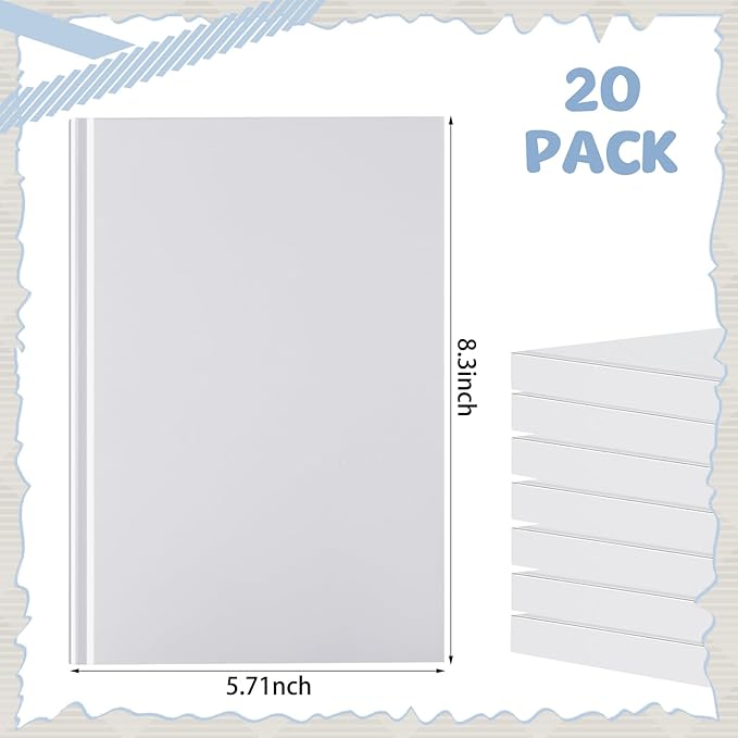 Henoyso 20 Pcs A5 Blank Notebooks Journals Bulk 100 Sheets/200 Pages Unlined Craft Notebooks Kraft Sketchbooks Hardcover for Writing Drawing for Gifts Students School Office, 8.3 x 5.7 in (White)