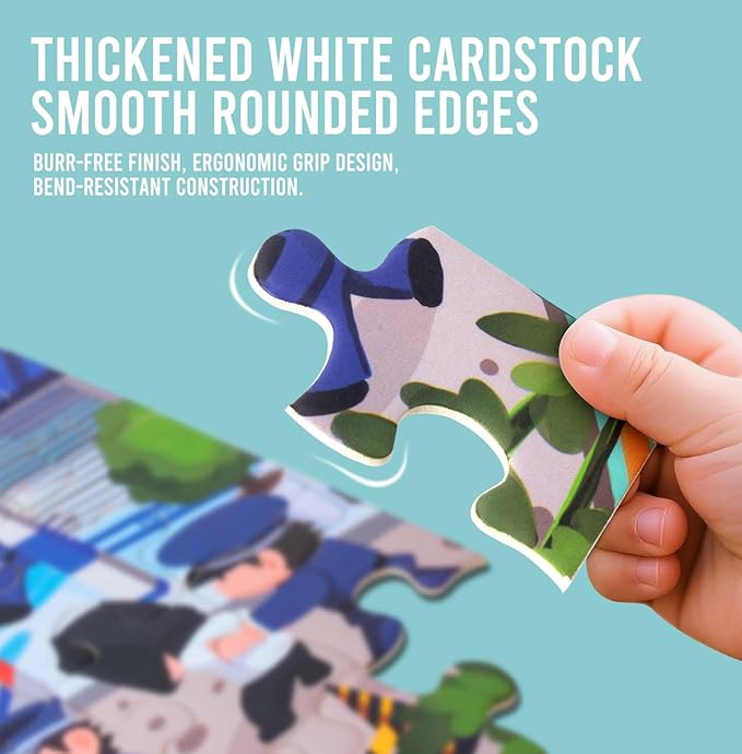 Puzzles for Kids Ages 3-8 Year Old,48pcs Jigsaw Puzzles for Toddlers & Children Ages 4-6，Educational Floor Puzzles with Storage Box for Gifts（Police car）