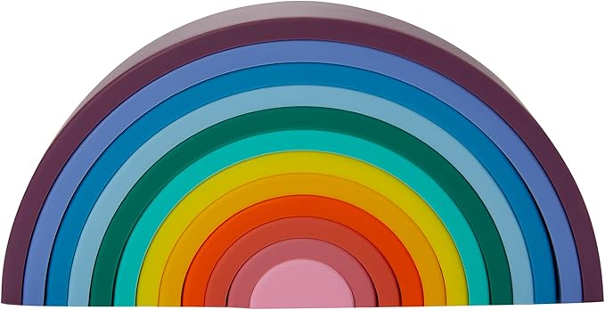 Silicone Rainbow Stacking Toy - Largest on The Market 12 Layer Montessori Toys for Toddlers Stacker Learning and Development Toy - Boho Baby Color (Soft Rainbow)