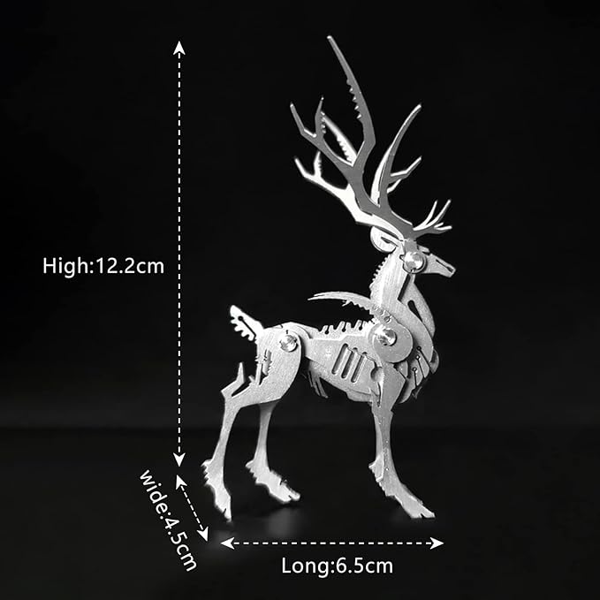3D Metal Model Kits, Mechanical Larger Elk 3D Metal Puzzle,Steel Mythology Animal Series DIY Brain Teasers Simple 3D Puzzles Home Decor Art Craft Gifts Toys for Adult