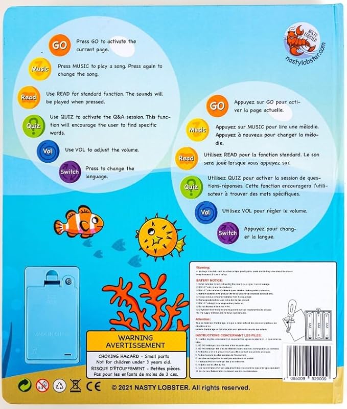 English and French ABC Learning for Children, Interactive Kids Book, Fun Educational Toy to Learn Letters and Words, Bilingual AudioBook for Toddlers (Ages 3+) Boys / Girls