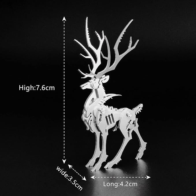 3D Metal Model Kits, Mechanical Small Dream Elk 3D Metal Puzzle,Steel Mythology Animal Series DIY Brain Teasers Simple 3D Puzzles Home Decor Art Craft Gifts Toys for Adult