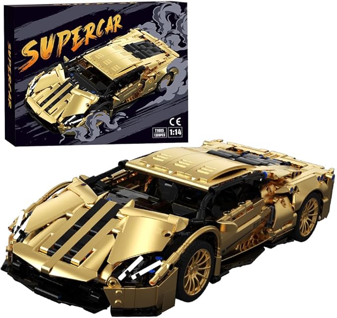 RiceBlock Sports Car Building Blocks Toys Boys or Adults Kits，1:14 MOC Building Set Raceing Car Model,Super Cars for Boys Age 12+ and Adult，1309 Pieces