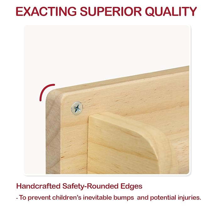 Monläurd® Wooden Baby Pull Up Bar – Montessori Wall-Mounted Handrail for Toddlers Learning to Stand, Balance & Walk, Safe Indoor Support for Early Motor Skill Development