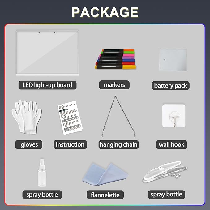 Led Drawing Board with Battery Pack, 13.7"X10" LED Note Board with Colors for Kids, Light Up Drawing Board for Home Office School, Personalized Birthday Gifts for Girls Boys