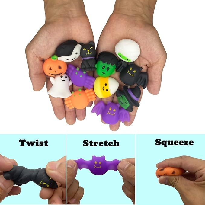 72 PCS Halloween Mochi Squishy Toys Squishies Halloween Toys for Kids Girls Boys Halloween Party Favors Halloween Treat Bags Gifts