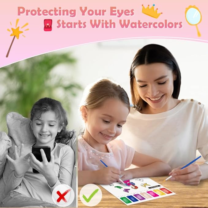 Paint with Water Books for Kid,Princess Coloring Book with Watercolor Paint Set Kids,Travel Coloring Kit，Arts and Crafts Suitable for Birthday