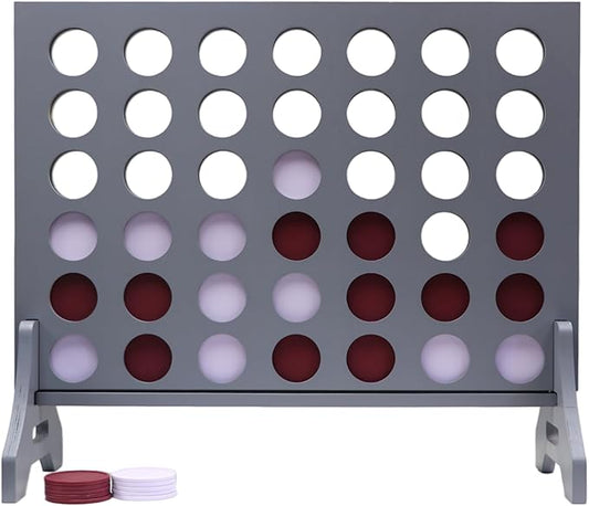 Tailgating Pros Premium Grey Giant Four in a Row with Carrying Case - Jumbo Oversized Outdoor Yard Game - Connect Multiple Pucks in a Row to Win - Many Puck Colors Available!