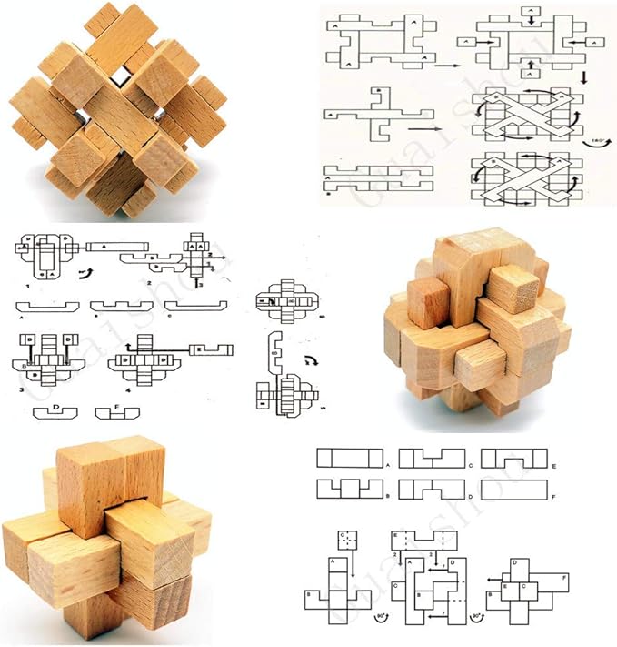 Guaishou 10-in-One 3D Small Wooden Puzzles Kongming Lock IQ Test Toy for Teens and Adults