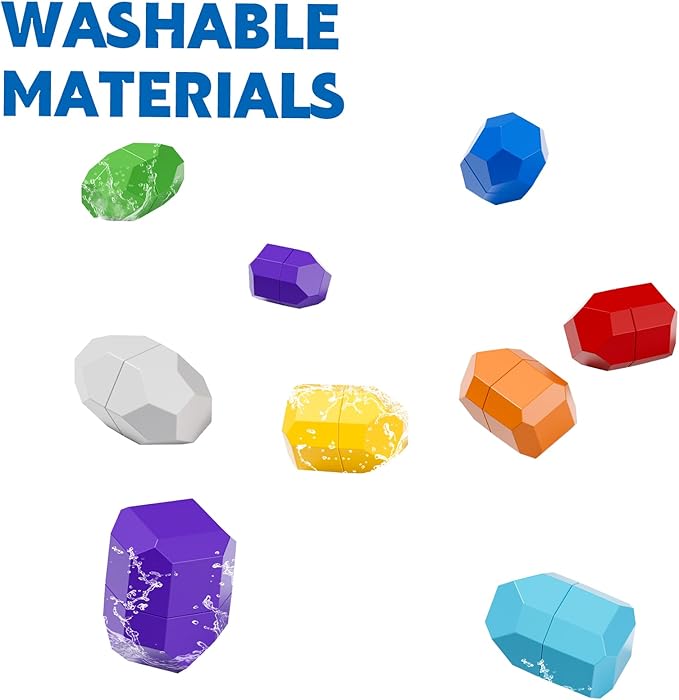 Lucky Doug 50 PCS Extra-Large Stacking Rocks Toys for Age 1-3 2-4, Safe Montessori Stacking Building Blocks Stones Toddlers Toy for 1 2 3 4 Year Old Boy Girl, Sensory Toys Gifts for Kids Age 1-2 2-4