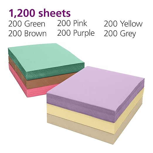 Colorations Lightweight Construction with Organizer - 1200 Sheets - 9" x 12", Assorted Colors, Bulk Arts and Crafts Supplies, Classroom Must Haves
