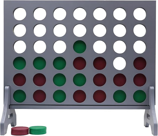 Tailgating Pros Premium Grey Giant Four in a Row with Carrying Case - Jumbo Oversized Outdoor Yard Game - Connect Multiple Pucks in a Row to Win - Many Puck Colors Available!