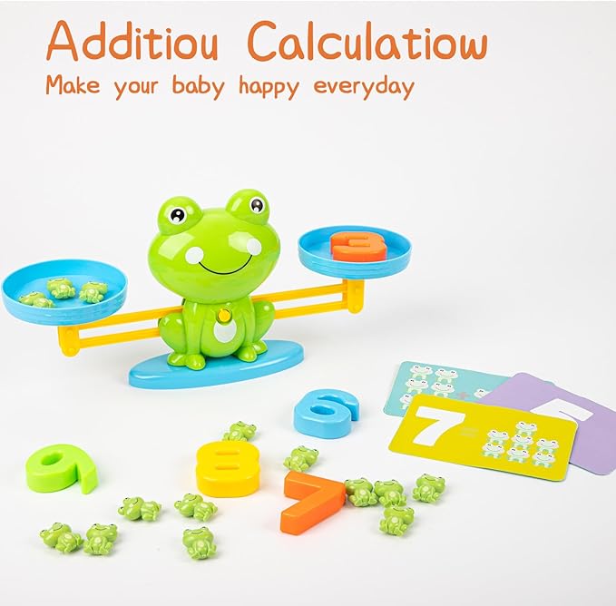 Frog Balance Counting Toys, Cool Math Learning Games for Boys and Girls, Educational Number Preschool Toy, Fun Children's Gift STEM Math Games for Kids Age 3+ (63 PCS)