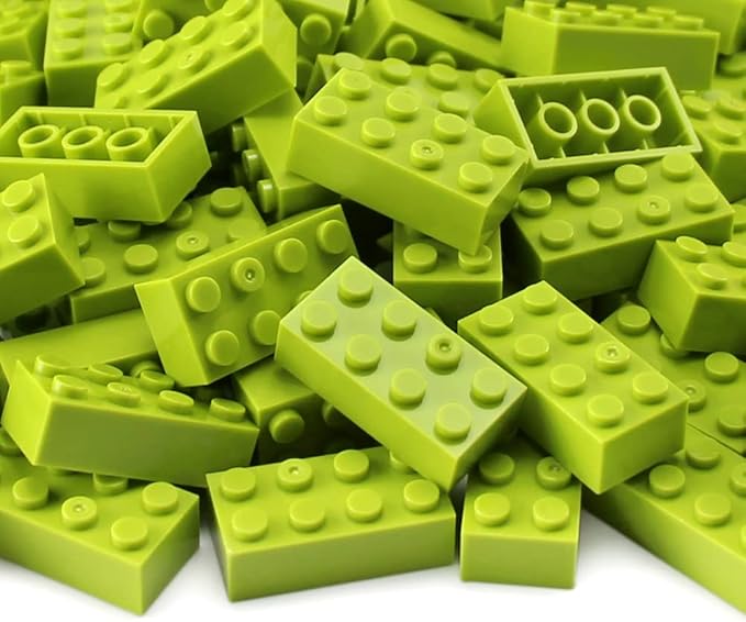 Feleph 100pcs 2x4 Bricks Lime Pieces Parts Classic Building kit Creative Play Set Blocks Toy Accessories Basic Compatible with 3001 Major Brands