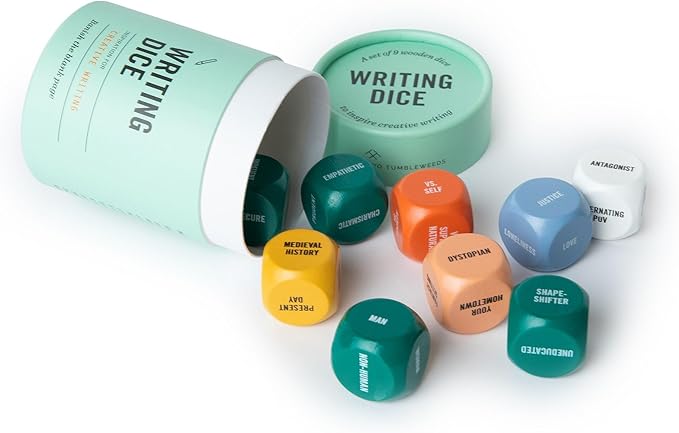 Two Tumbleweeds Writing Dice - Creative Writing Game for Adults, Writers & Teachers - Set of 9 Dice for Story Inspiration - Gifts for Writers - 1+ Players
