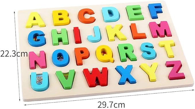 QZMTOY Wooden Puzzles for Toddlers, Wooden Alphabet Number Shape Puzzles Toddler Learning Puzzle Toys for Kids, 3 in 1 Puzzle for Toddlers, Age 3+ (Set of 3)