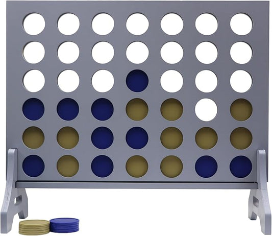 Tailgating Pros Premium Grey Giant Four in a Row with Carrying Case - Jumbo Oversized Outdoor Yard Game - Connect Multiple Pucks in a Row to Win - Many Puck Colors Available!