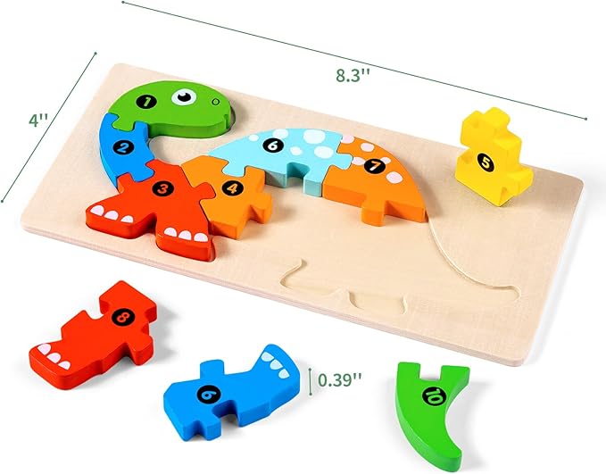 7 Pack Wooden Animal Toddler Puzzles for Kids Ages 3-5, Baby Montessori Toys for Kids Age 3 4 5 6 Years, 7 Animal Shape Learning Jigsaw Toys for 3 Year Olds for Boy Girl Ideal Gift