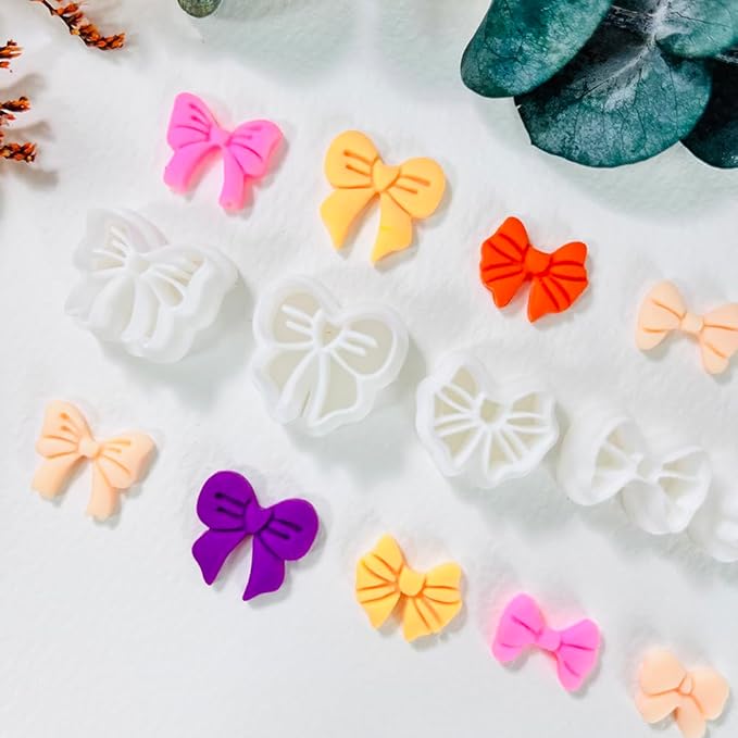 Polymer Clay Cutters Bow Set – 5PCS Cute Bow Clay Cutters for Polymer Clay Jewelry, Sweet Ribbon Clay Earring Cutters Shapes, DIY Clay Tools for Earrings, Charms and Crafts