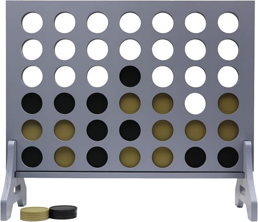 Tailgating Pros Premium Grey Giant Four in a Row with Carrying Case - Jumbo Oversized Outdoor Yard Game - Connect Multiple Pucks in a Row to Win - Many Puck Colors Available!