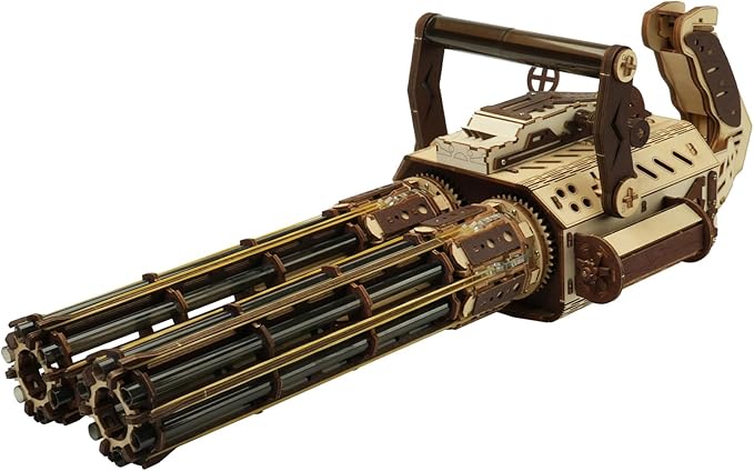 3D Wooden Puzzle Gun for Adults, Rubber Band 3D Puzzle, Gatling Gun Model Building Kit, 344pcs Wood Puzzles DIY Building Model Kits - Excellent for Adult, Teens, and Craft Enthusiasts