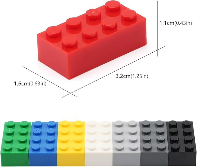 Feleph 2x4 Bricks 320 Pieces Multicolored Basic Parts Building kit Creative Play Set Blocks Toy Accessories Compatible with 3001 Major Brands (8 Mixed Color)