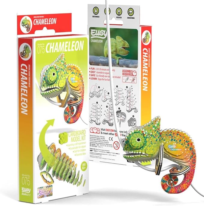 Eugy Chameleon 3D Puzzle, 31 Piece Eco-Friendly Educational Toy Puzzles for Boys, Girls & Kids Ages 6+