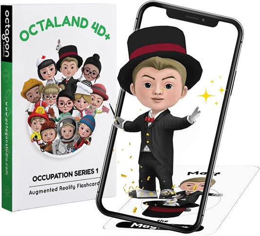 4D+ Augmented Reality Flashcards for Kids – Educational STEM Cards with Free App – Interactive Learning for Ages 4+ (Octaland 4D+)
