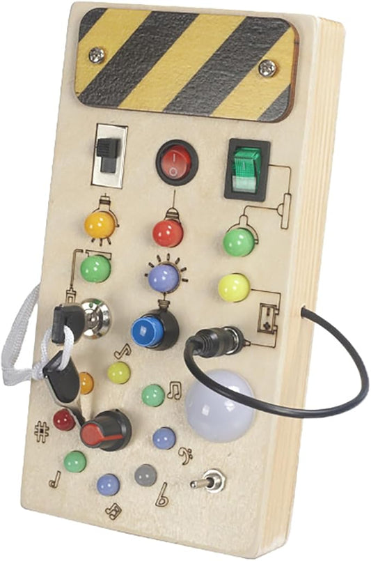 Montessori Toddler Busy Board Montessori Toy Baby Wooden Sensory Board with Switches Sensory Toys Switch Toys Travel Toys Kids Gifts for Birthday Christmas (Note B Style)