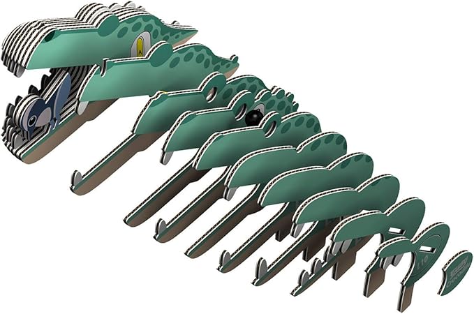 Eugy Crocodile 3D Puzzle - 22 Piece Eco-Friendly Educational Toy Puzzle for Boys, Girls & Kids Ages 6+