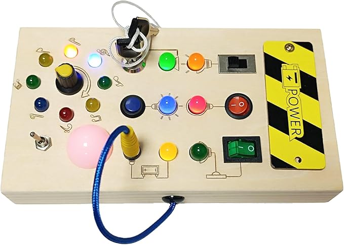 Montessori Toddler Busy Board Montessori Toy Baby Wooden Sensory Board with Switches Sensory Toys Switch Toys Travel Toys Kids Gifts for Birthday Christmas (Note Style)
